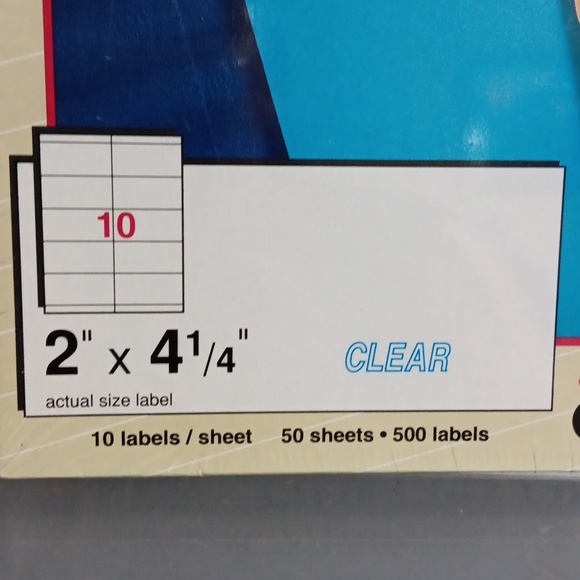 Avery NEW Clear Laser 50ct Labels 2x4.25 - Picture 2 of 5
